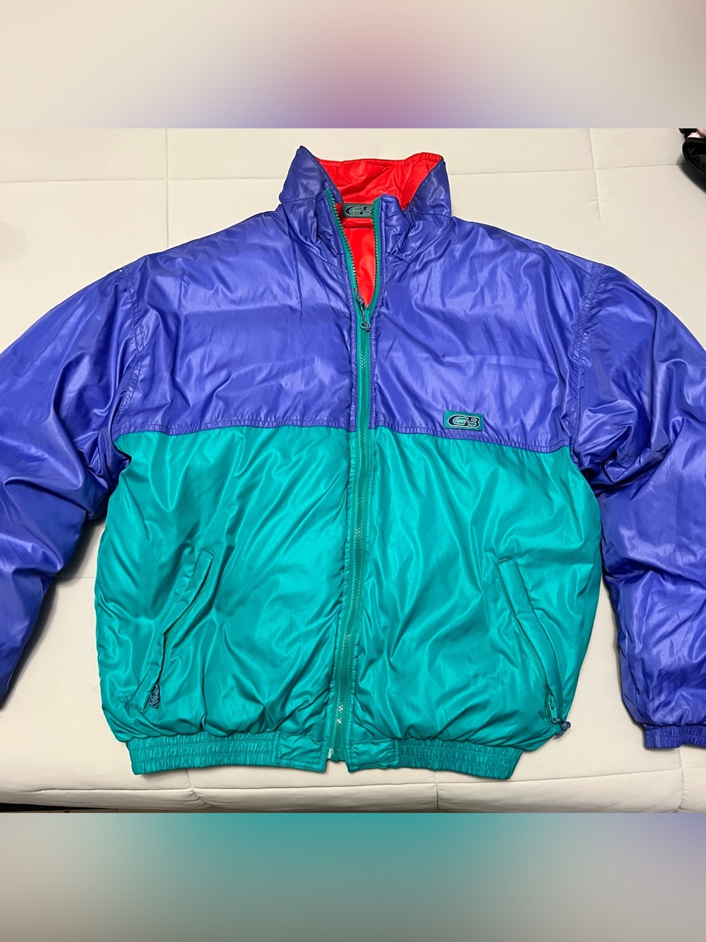 Vintage 90s CB Sports Reversible Down Puffer Jacket Men's L